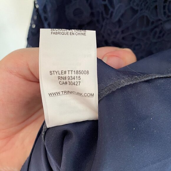 Trina Turk Lace Mini Midnight Navy Short Dress Crochet Lace - Picture 10 of 10